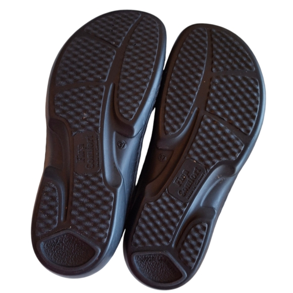 Finn Comfort Mumbai Black Leather Slip-On Sandals Women Size 7 Made in Germany - Picture 7 of 13